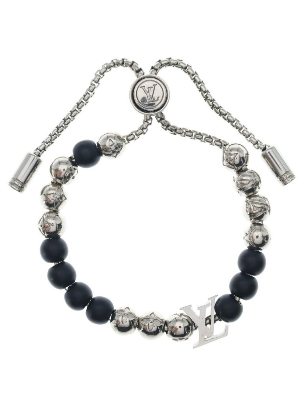 Louis Vuitton Beads Bracelet Silver Black
